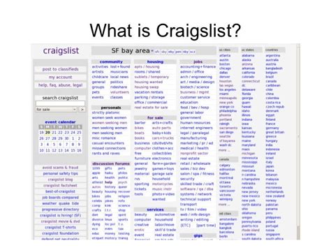 craigslist provides local classifieds and forums for jobs, housing, for sale, services, local community, and events. . Wgat is creglist